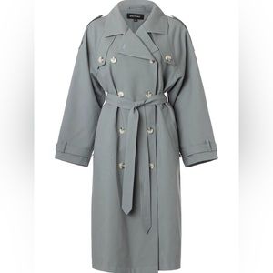 Meotine Bobby canvas trench coat Dusty Blue